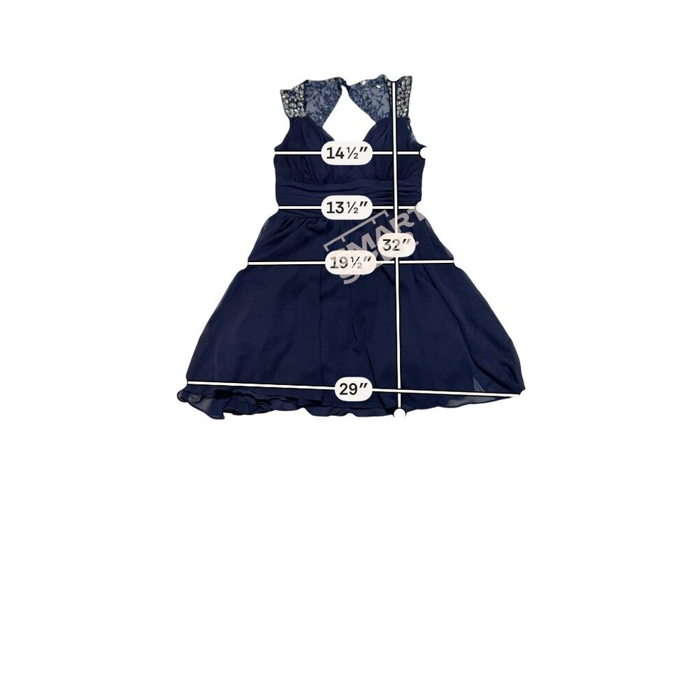 Navy Blue Lace-Back Sleeveless Fit & Flare Dress 32" Length